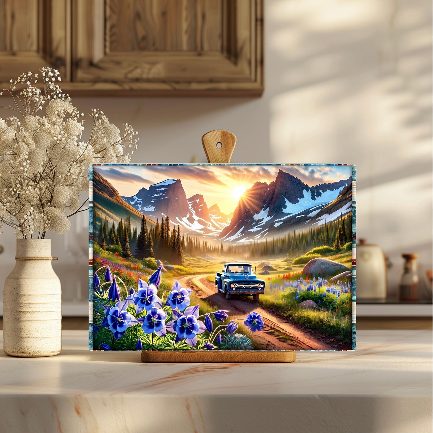 Tempered Glass Cutting Board, Colorado Mountains, Available in 2 Sizes