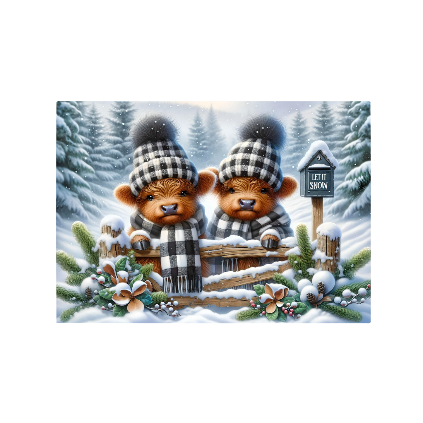 Cozy Highland Cow Winter Scene Glass Cutting Board - Charming Kitchen Decor & Gift