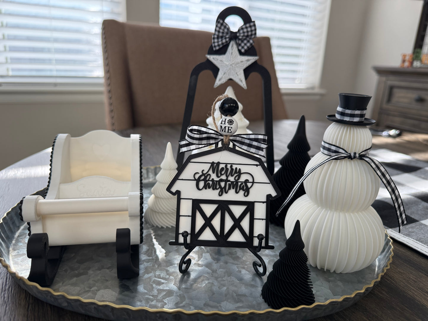 Black and White Farmhouse Barn Christmas Ornament