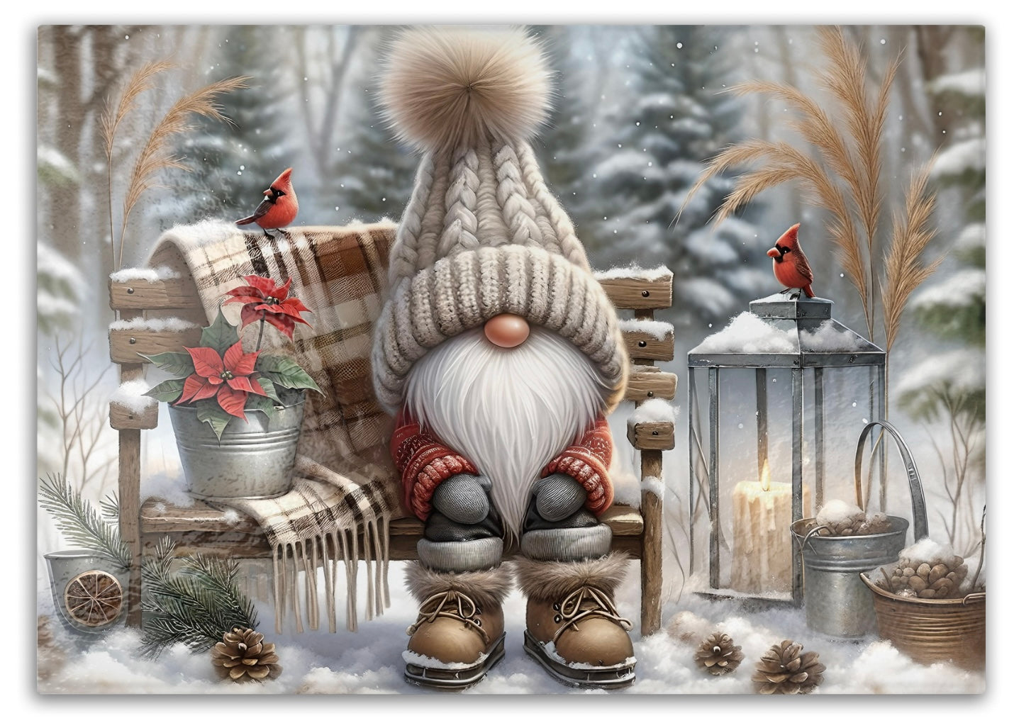 Christmas Gnome Tempered Glass Cutting Board, 2 Sizes Small (11” x 8”) and Large (15” x 11”), Hand Wash Only, Charcuterie Board