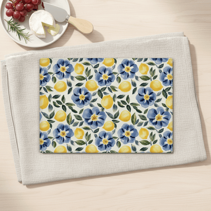 Glass Cutting Board Lemon Floral 15 x 11 in, Charcuterie Board