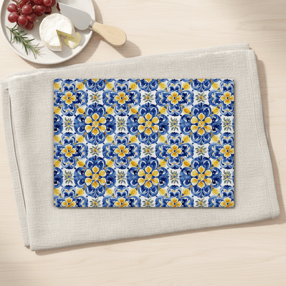 Mediterranean Tile Tempered Glass Cutting Board 15x11 in