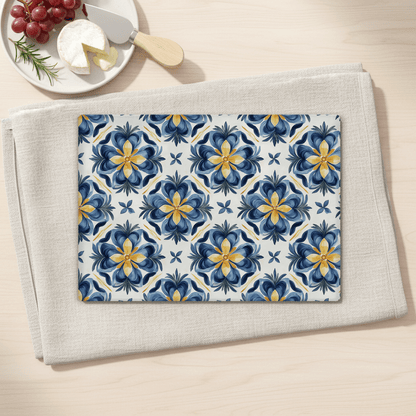 Floral Tile Tempered Glass Cutting Board Charcuterie Board 15x11 in