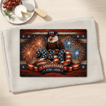 USA 250th Anniversary Tempered Glass Cutting Board, Patriotic Eagle Design, Kitchen Decor, Gift Idea, 2 Sizes