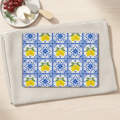 Lemon Tile Tempered Glass Cutting Board 15x11 in, Charcuterie Board
