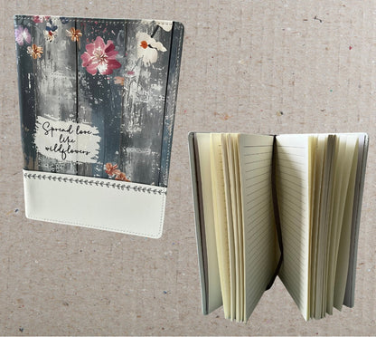 Spread Love Like Wildflowers, A5 Faux Leather Journal - Home, Travel and Office Supplies