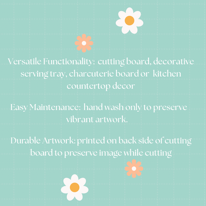 Spring Bunny Glass Cutting Board - 2 Sizes, Kitchen Decor Gift Idea