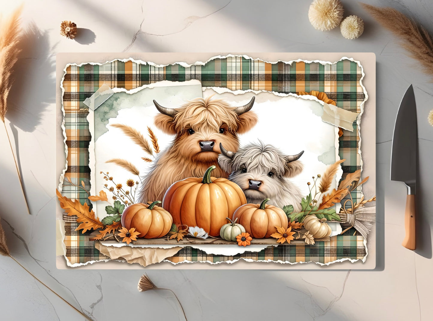 Highland Cow Tempered Glass Cutting Board – Versatile Kitchen Decor & Gift