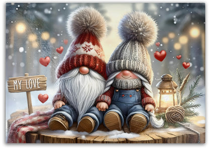 Valentine’s Day Gnome Couple Glass Cutting Board - My Love Design