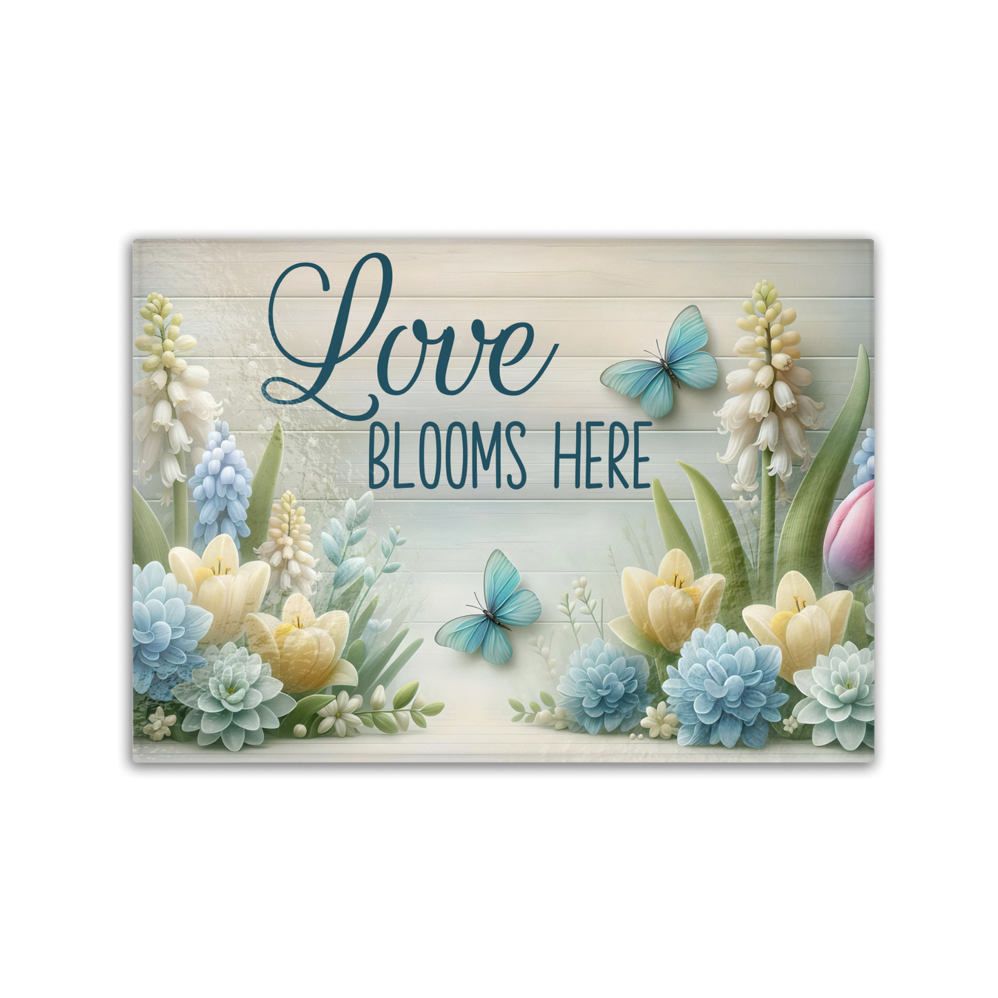 Love Blooms Here Tempered Glass Cutting Board, 2 Sizes, Kitchen Decor, Charcuterie Board
