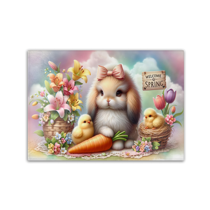 Spring Bunny Glass Cutting Board - 2 Sizes, Kitchen Decor Gift Idea