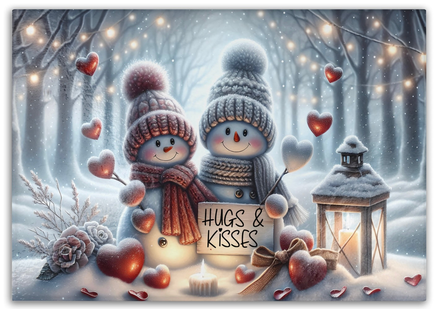 Snowman Couple Glass Cutting Board - Valentine’s Day Kitchen Decor & Charcuterie Board