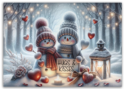 Snowman Couple Glass Cutting Board - Valentine’s Day Kitchen Decor & Charcuterie Board