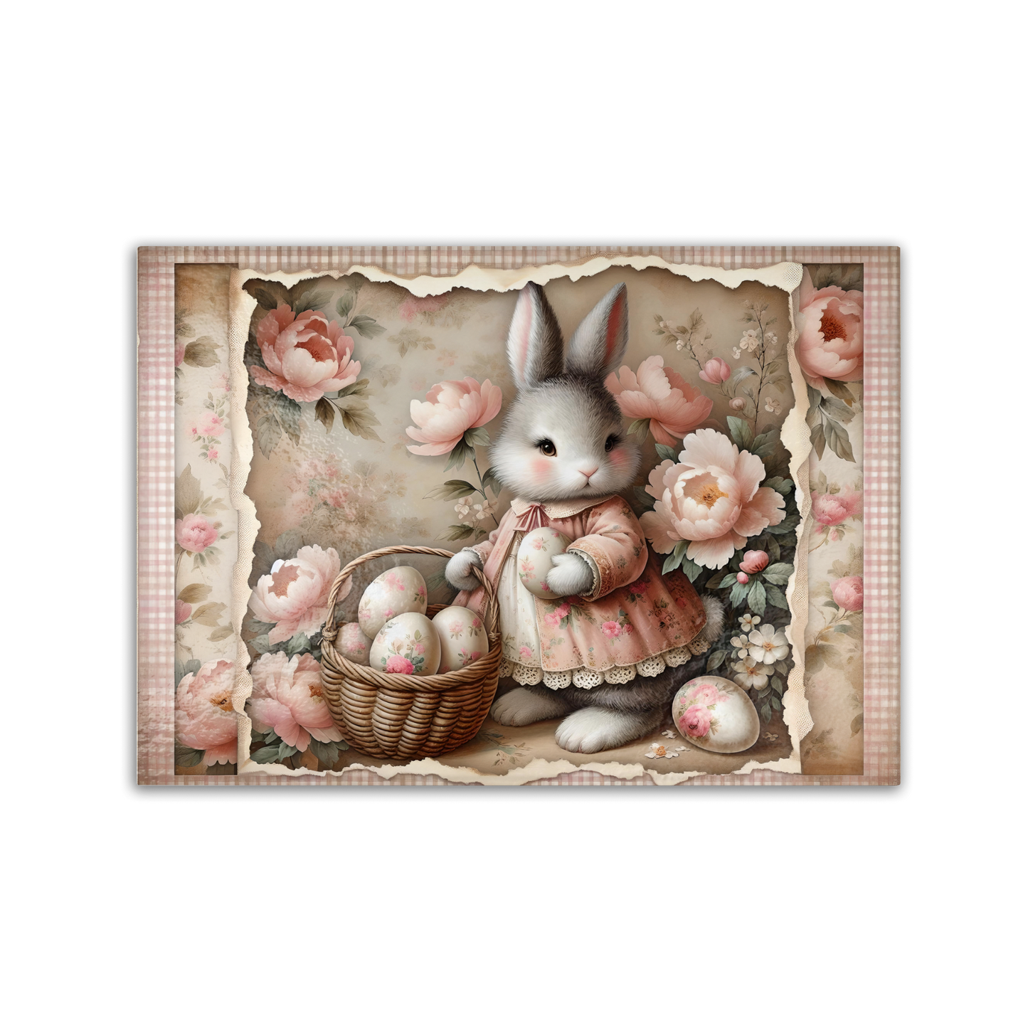 Charming Pink Floral Bunny Tempered Glass Cutting Board, Easter Decor, Serving Tray, Gift Idea, 2 Sizes