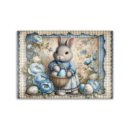 Enchanting Blue Floral Bunny Tempered Glass Cutting Board, Easter Decor, Serving Tray, Gift Idea, 2 Sizes