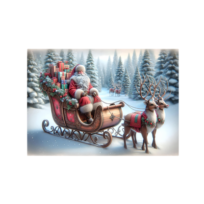 Santa’s Sleigh Tempered Glass Cutting Board - Perfect Holiday Kitchen Decor