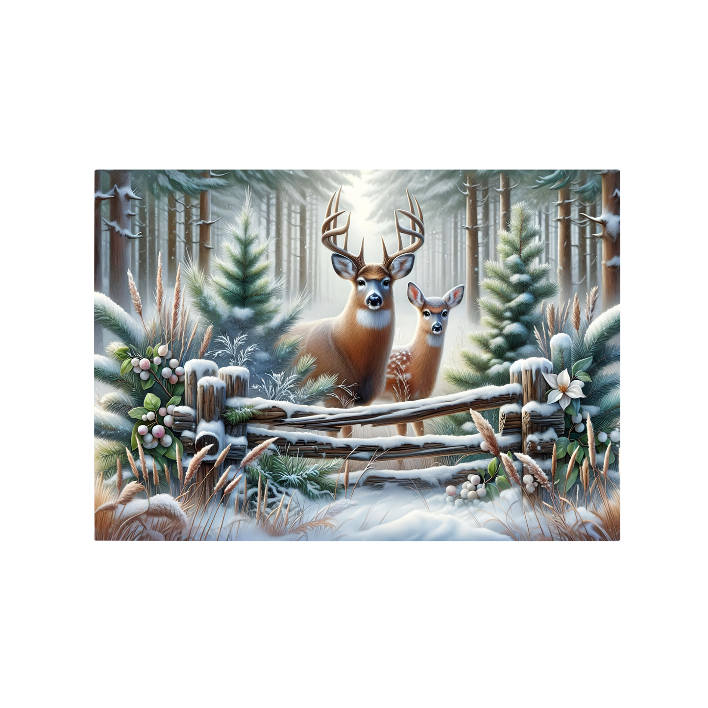 Rustic Deer-Themed Tempered Glass Cutting Board - Available in Two Sizes