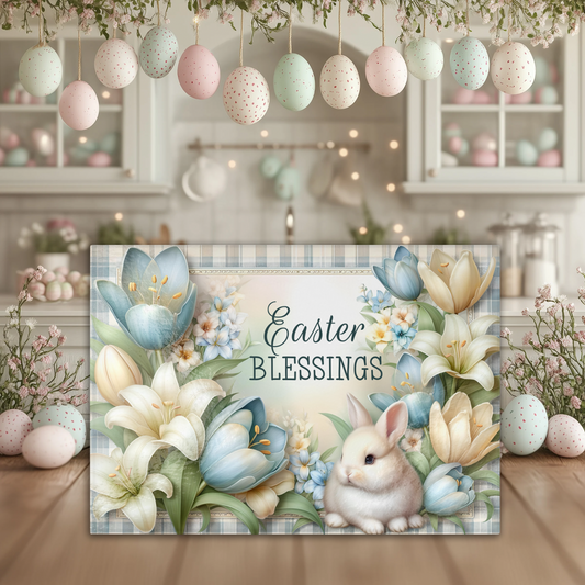 Easter Blessings Tempered Glass Cutting Board, 2 Sizes, Kitchen Decor, Charcuterie Board