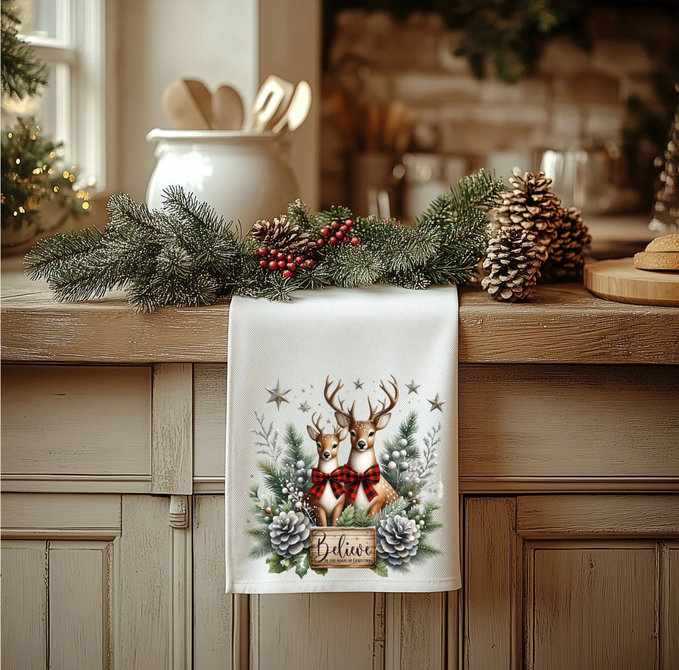 Festive Holiday Tea Towel - 18” x 28” 100% Polyester Kitchen Accessory