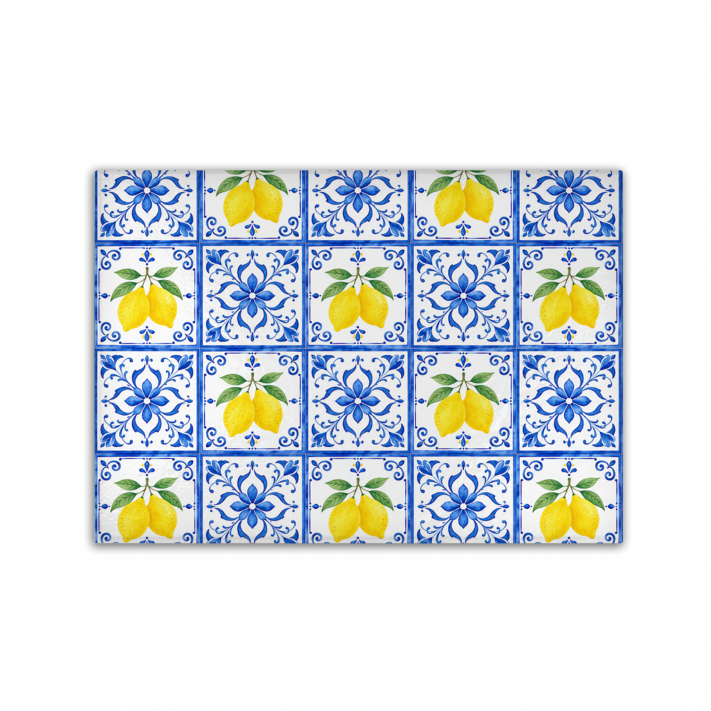 Lemon Tile Tempered Glass Cutting Board 15x11 in, Charcuterie Board