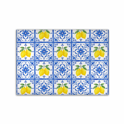 Lemon Tile Tempered Glass Cutting Board 15x11 in, Charcuterie Board