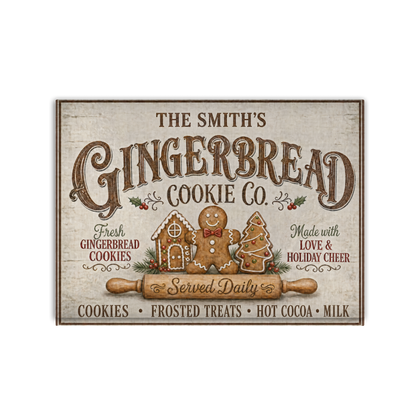 Personalized Gingerbread Cookie Co. Glass Cutting Board 15x11 in