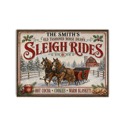 Personalized Horse Drawn Sleigh Rides Tempered Glass Cutting Board 15" x 11"
