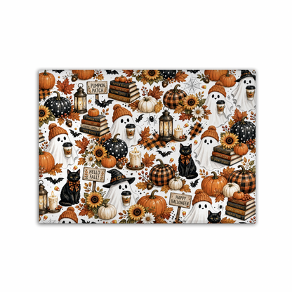 Halloween Tempered Glass Cutting Board 15” x 11” - Cozy Ghost Decor