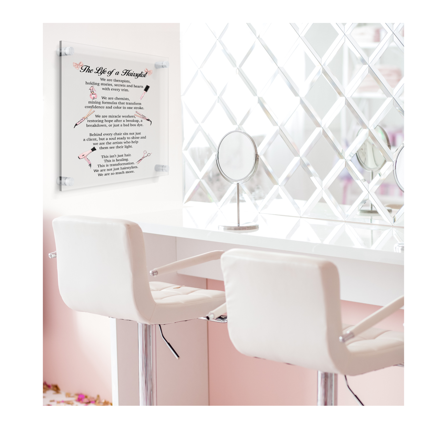 Life of a Hairstylist Tempered Glass Plaque 8” x 11” Salon Wall Decor Sign