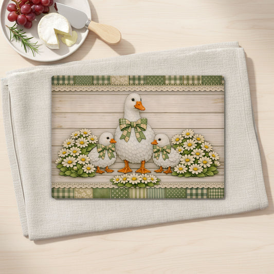 Duck Cottagecore Tempered Glass Cutting Board, Sage Green, 2 Sizes, Kitchen Decor, Charcuterie Board