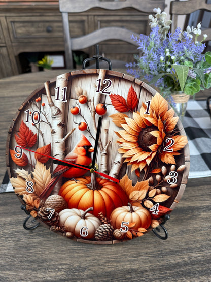 10” Autumn Round Battery Operated Clock with Versatile Display options