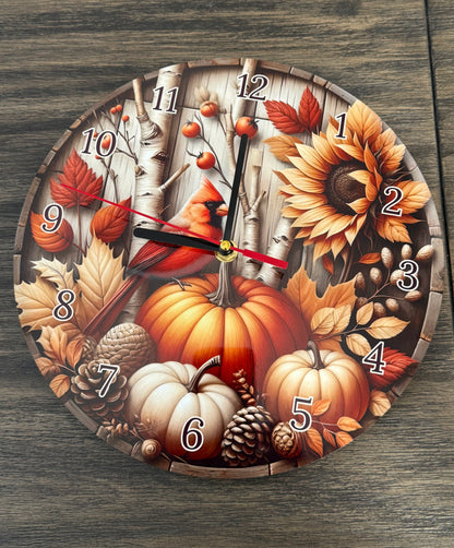 10” Autumn Round Battery Operated Clock with Versatile Display options