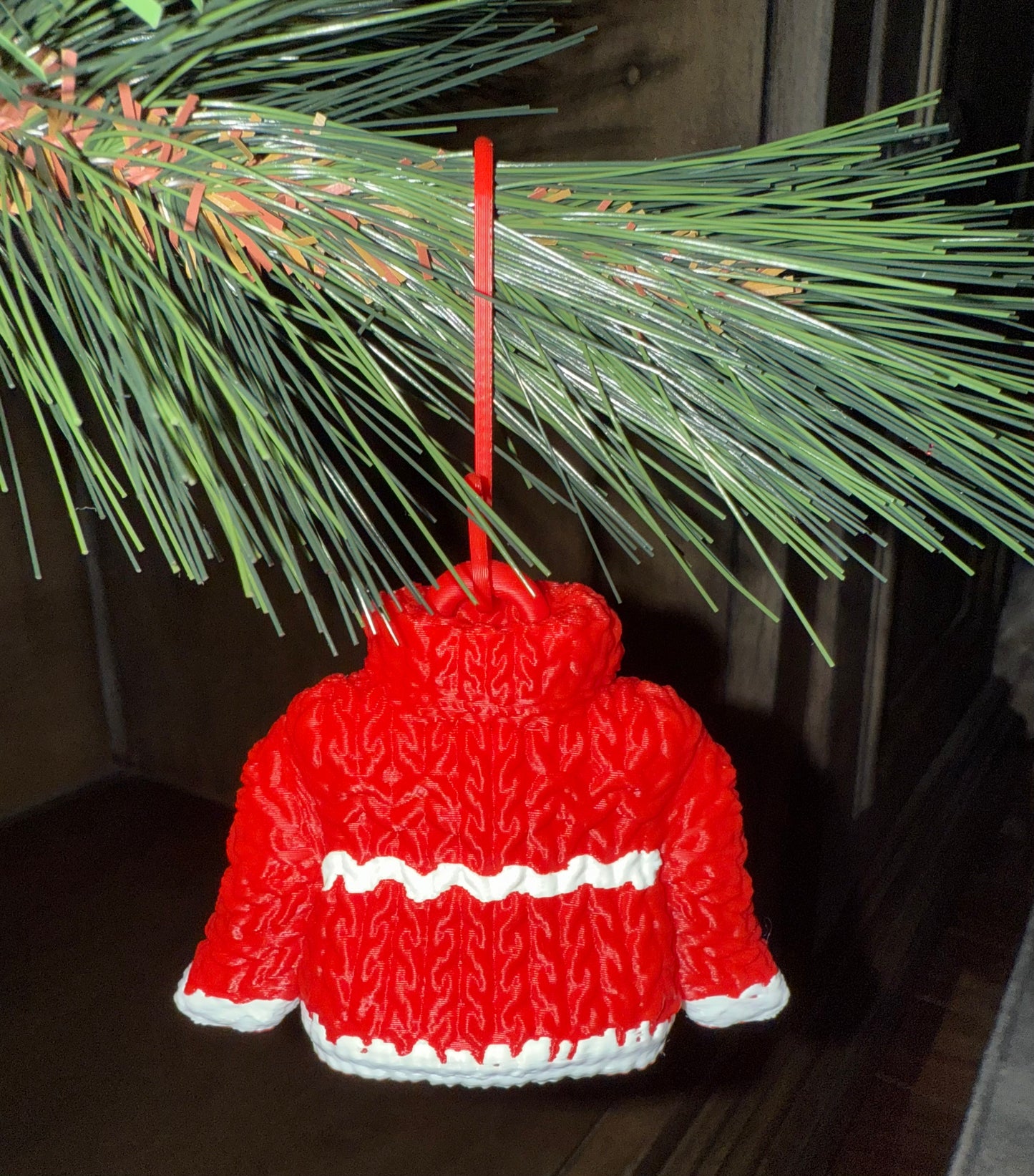 Cozy Holiday Sweater Ornament, 2 Colors, Ornament Hook Included