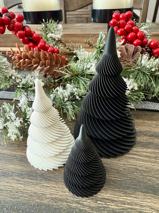Modern Christmas Tree Decorations Set of 3 Black and White