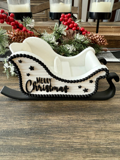 Black and White Farmhouse Sleigh Christmas Decoration