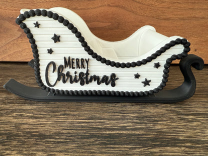 Black and White Farmhouse Sleigh Christmas Decoration