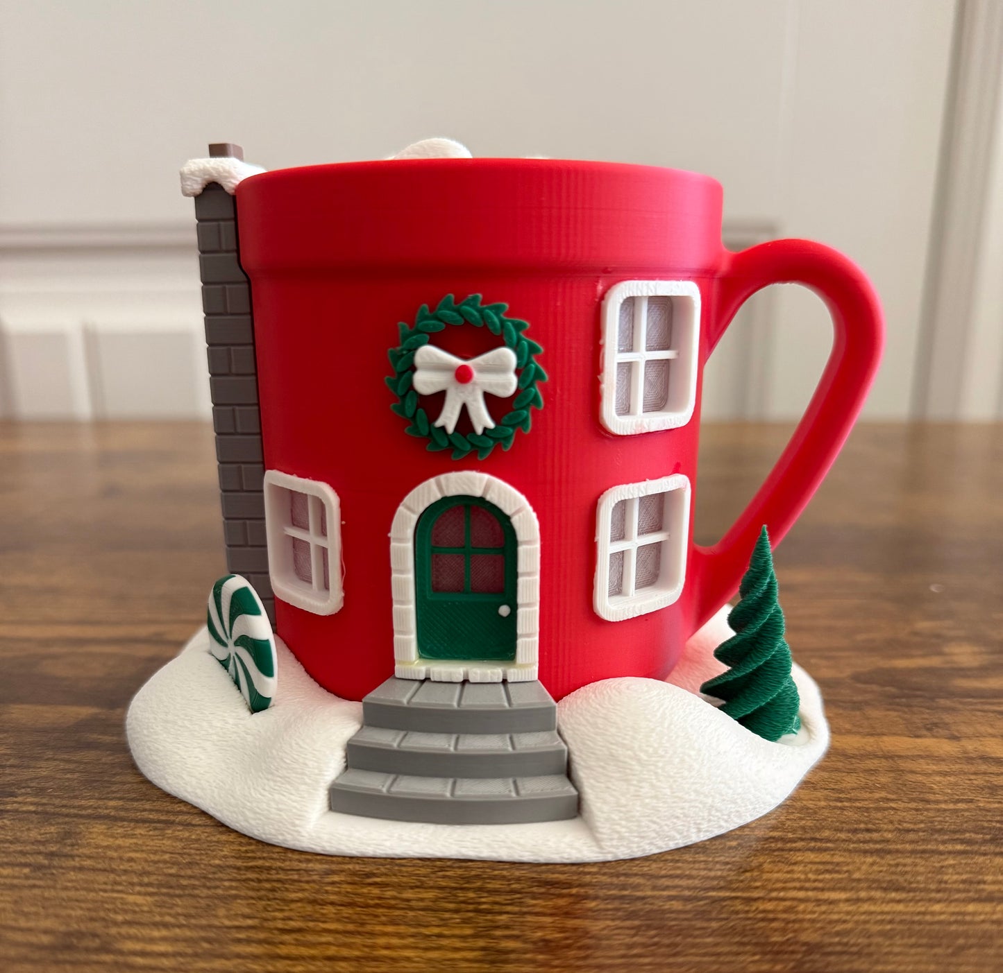 Festive Hot Cocoa Tea Light Holder - Christmas Decor Battery Operated Tea Light