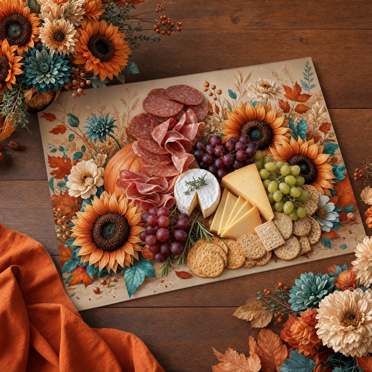Fall Pumpkin Tempered Glass Cutting Board 15” x 11”