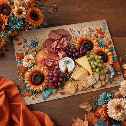 Fall Pumpkin Tempered Glass Cutting Board 15” x 11”