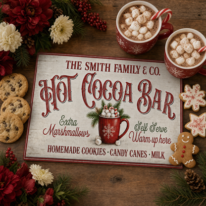 Personalized Hot Cocoa Bar Tempered Glass Cutting Board 15" x 11"