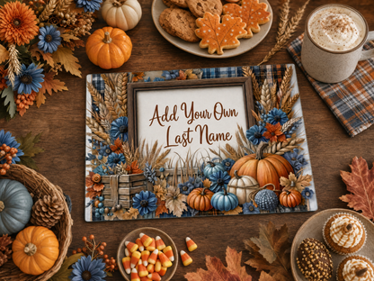 Personalized Fall Pumpkin Tempered Glass Cutting Board 15" x 11"