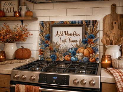 Personalized Fall Pumpkin Tempered Glass Cutting Board 15" x 11"