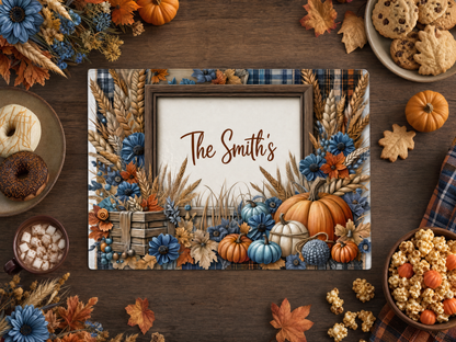 Personalized Fall Pumpkin Tempered Glass Cutting Board 15" x 11"