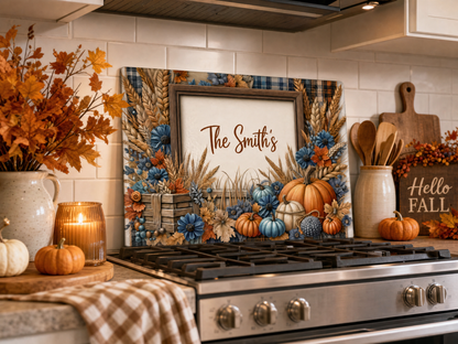 Personalized Fall Pumpkin Tempered Glass Cutting Board 15" x 11"