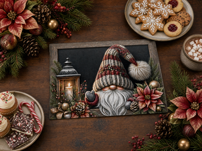 Christmas Gnome Tempered Glass Cutting Board 15x11 in