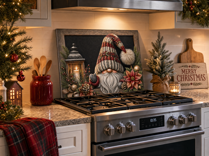 Christmas Gnome Tempered Glass Cutting Board 15x11 in