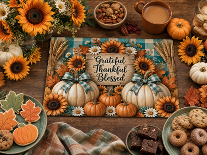 Grateful Thankful Blessed Tempered Glass Cutting Board 15" x 11"