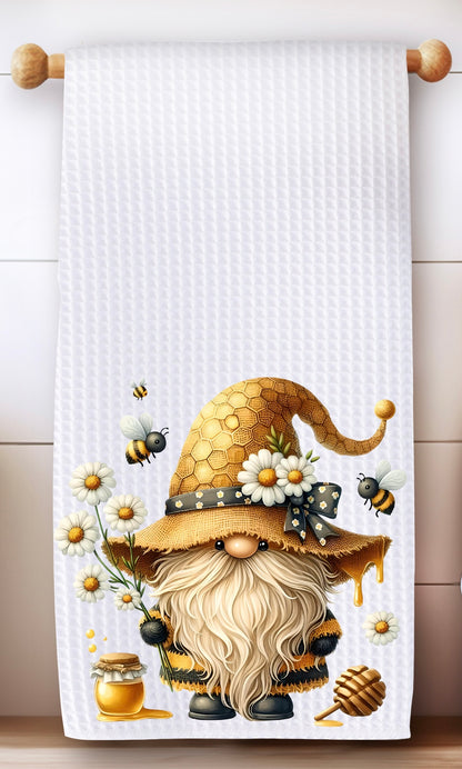 Gnome & Bees Honey Kitchen Tea Towel – Premium Microfiber Waffle Weave
