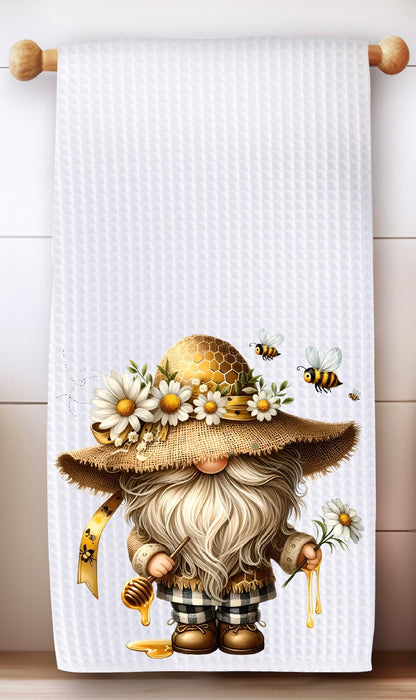 Gnome & Bees Honey Kitchen Tea Towel – Premium Microfiber Waffle Weave