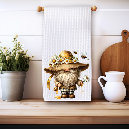 Gnome & Bees Honey Kitchen Tea Towel – Premium Microfiber Waffle Weave